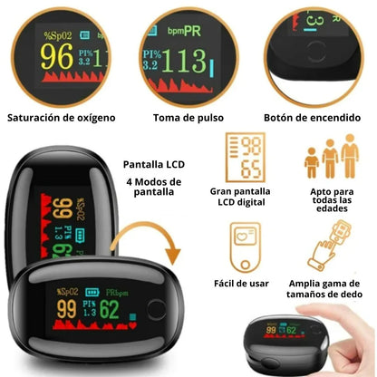 Oxímetro Digital Portátil – Mide tu oxigenación y frecuencia cardíaca en segundos