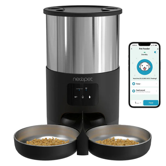 Alimentador Automático Duplo 5L WiFi com APP e Controle Remoto para Cachorro e Gato Newpet™